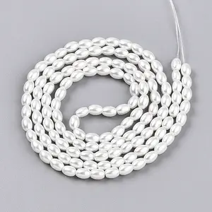 Baking Paint Pearlized Glass Pearl Bead Strands