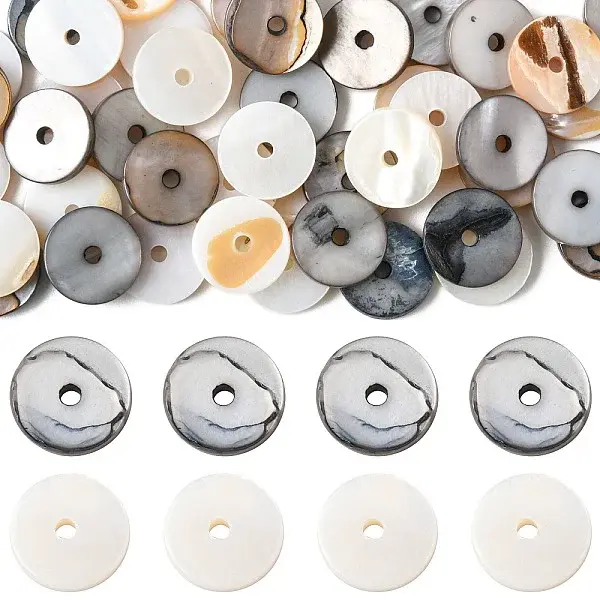 80Pcs 2 Colors Dyed Natural Shell Bead Spacers