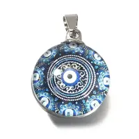 Flat Round 201 Stainless Steel Acrylic Pendants
