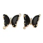 Brass Pave Faceted Glass Connector Charms