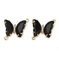 Brass Pave Faceted Glass Connector Charms