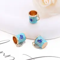 Alloy Enamel Mug Cup with Heart Miniature Ornaments