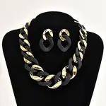 Alloy & CCB Plastic Curb Chain Necklace & Stud Dangle Earrings Sets
