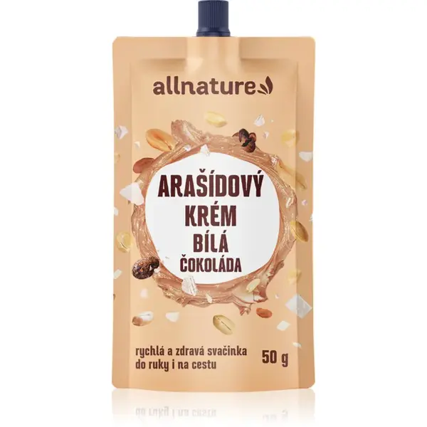 Allnature Arašidový krém s bielou čokoládou orechová nátierka s čokoládou 50 g