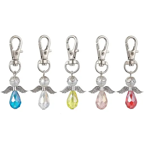 5Pcs 5 Colors Angel Glass Pendant Decoraiton