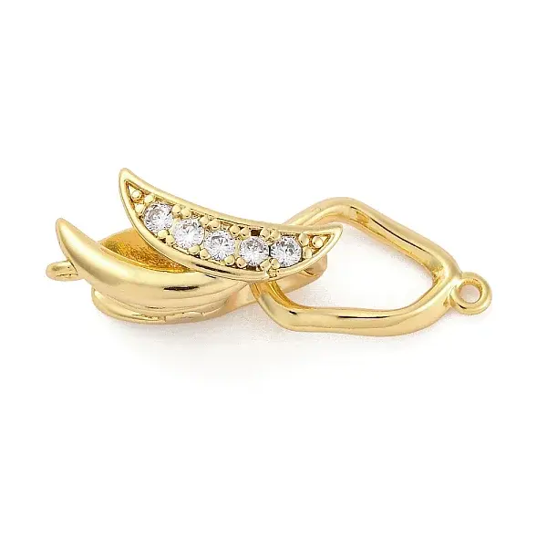 Brass Micro Pave Clear Cubic Zirconia Fold Over Clasps