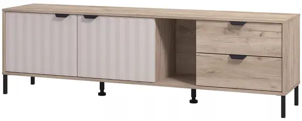 Tv stolek bez osvětlení xaden - dub šedý/béžová