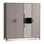 Pětidveřová šatní skříň s osvětlením renda - šedá, béžová, hnědá