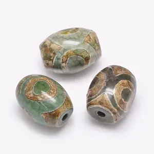 Tibetan Style 3-Eye dZi Beads