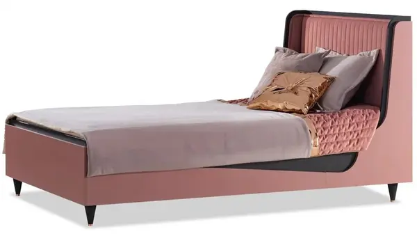 Posteľ 120x200 s roštom a úložný priestorom khalisa - ružová, čierna