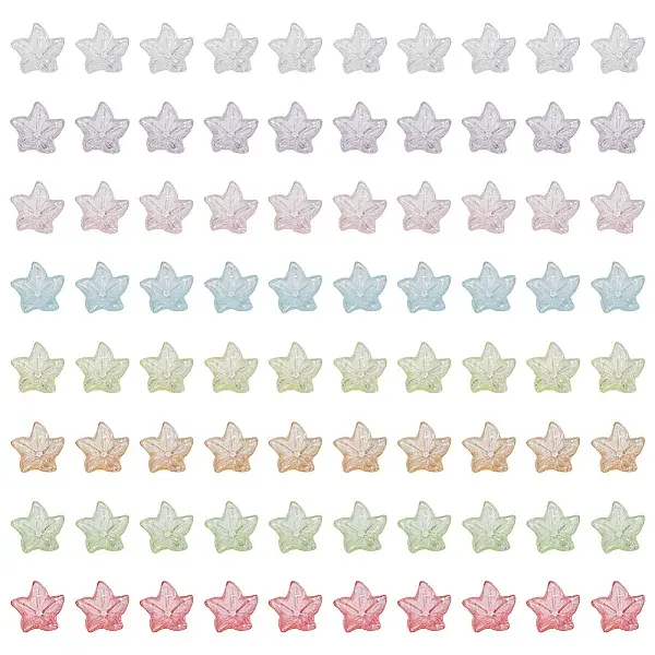 240Pcs 8 Colors Transparent Acrylic Bead Caps