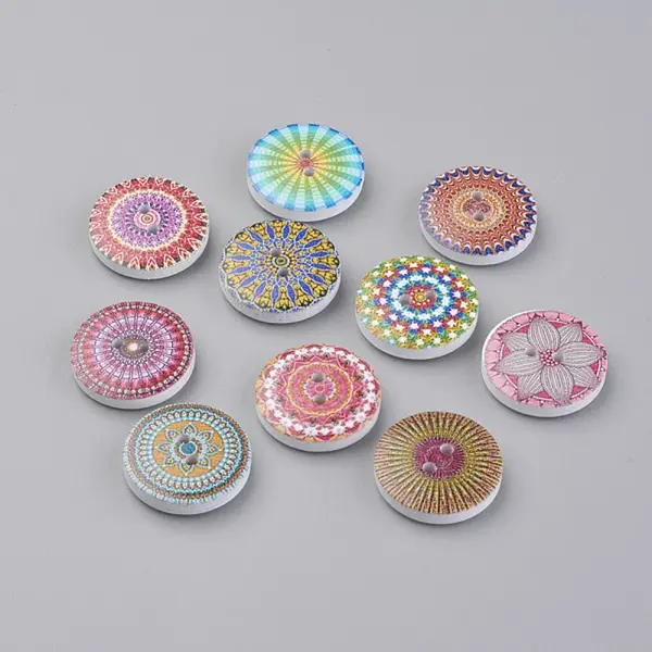 2-Hole Printed Wooden Buttons
