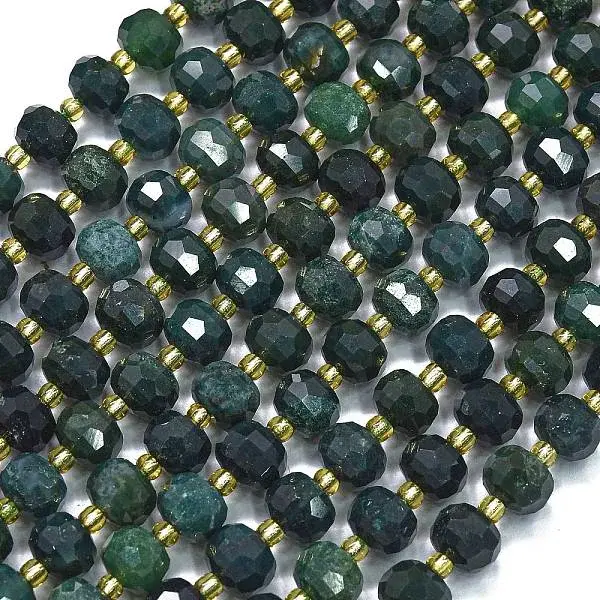 Natural Moss Agate Beads Strands