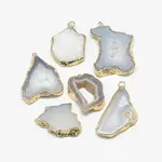 Natural Druzy Agate Slices Pendants