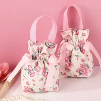 Cloth Flower Print Drawstring Pouches