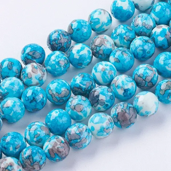 Synthetic Ocean White Jade(Rain Flower Stone) Beads Strands