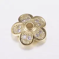Brass Micro Pave Cubic Zirconia Bead Cap