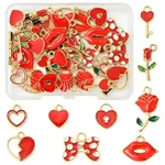 40Pcs 10 Styles Valentine's Day Alloy with Enamel Pendants