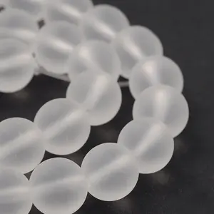 Frosted Glass Round Bead Strands