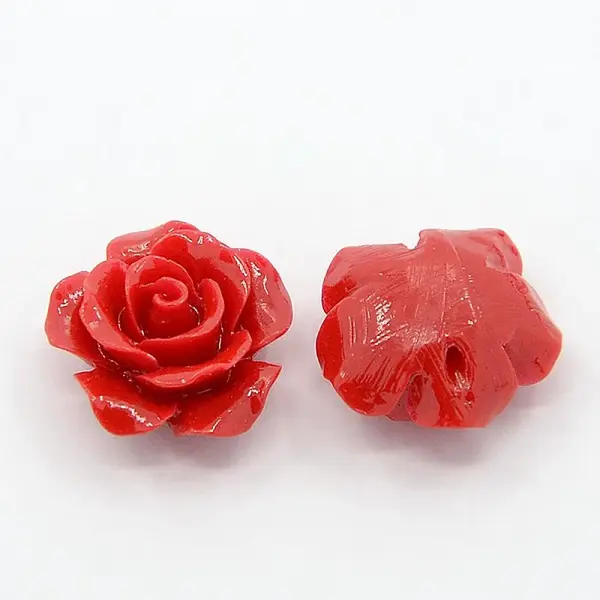 Synthetic Coral 3D Flower Rose Beads