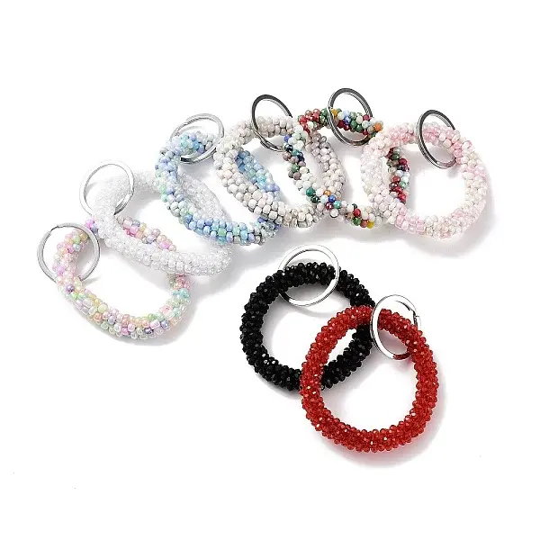 Glass Beaded Bracelet Wrist Keychain