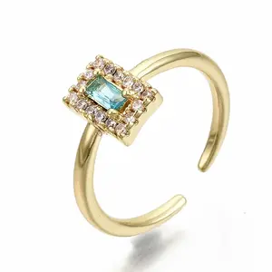 Brass Micro Pave Cubic Zirconia Cuff Rings