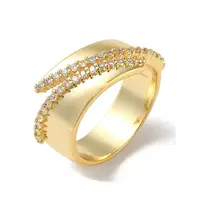 Rack Plating Brass Micro Pave Cubic Zirconia Open Cuff Rings