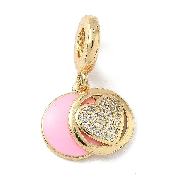 Brass Micro Pave Clear Cubic Zirconia European Dangle Charms