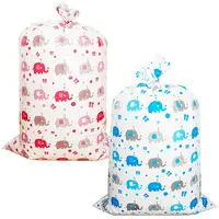 2Pcs 2 Colors Christmas Rectangle Plastic Elephant Print Gift Storage Big Bags