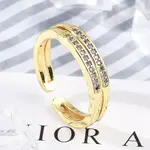 Brass Micro Pave Cubic Zirconia Open Cuff Rings for Women