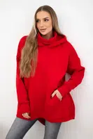 Insulated sweatshirt with a zipper at the back red