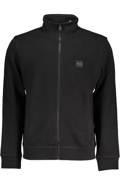 HUGO BOSS MEN'S BLACK ZIPPED SWEATSHIRT