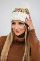 Kesi Dámska čiapka s pomponom Ellen K325 ecru
