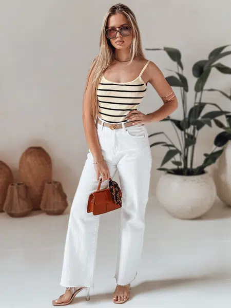 Body one size w paski STRIP BACK beżowe Dstreet