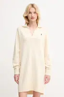 Vlněné šaty Polo Ralph Lauren béžová barva, mini, oversize, 211A91143