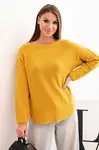 Kesi Włoski Dámský svetr z viskózy s dlouhým rukávem a kulatým výstřihem hořčicový