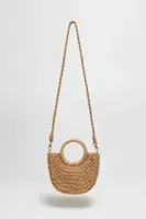 Marisse Beige Woven Bag With Round Handle