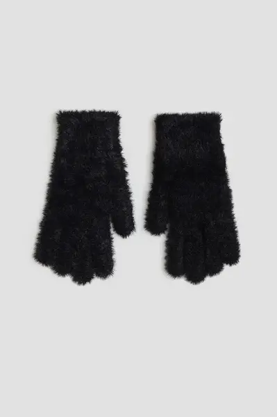 Marisse Black Fur Gloves