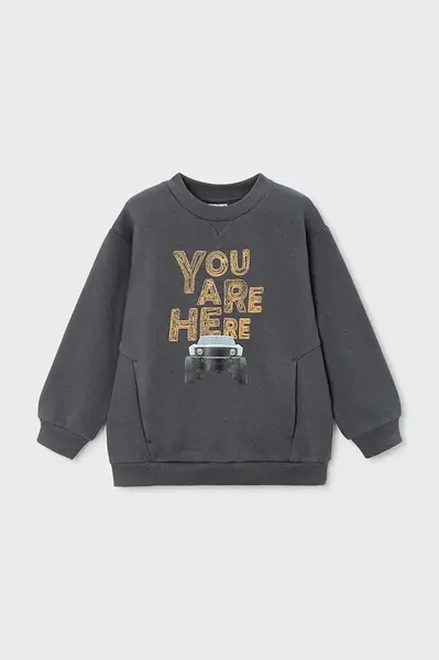 Dětská halenka Mayoral šedá barva, s potiskem, 4404