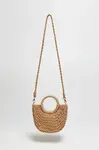 Marisse Beige Woven Bag With Round Handle