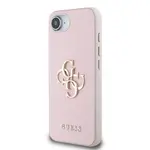 Zadní kryt Guess PU Grained 4G Metal Logo pro Apple iPhone 16e, růžová