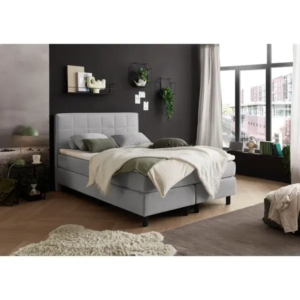 MID.YOU AMERICKÁ POSTEL, 140/200 cm, světle šedá