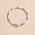 Bohemian Style Resin & Synthetic Turquoise & Rice Plastic Pearl Beaded Stretch Anklets for Women
