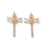 Brass Micro Pave Clear Cubic Zirconia Pendants