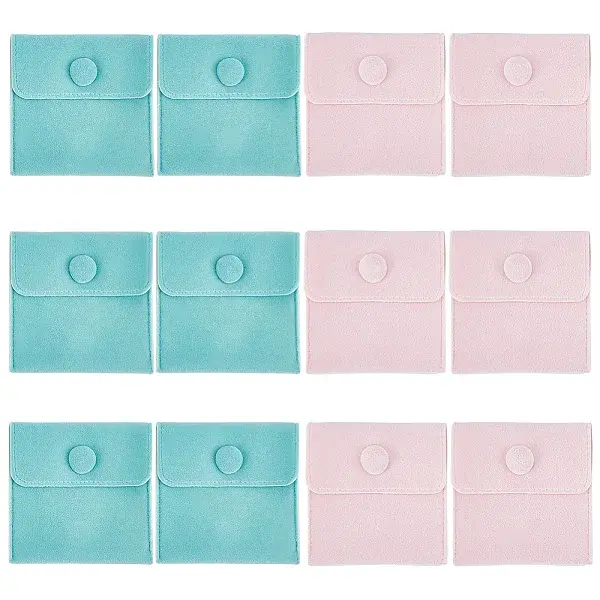 12Pcs 2 Colors Square Velvet Jewelry Bags