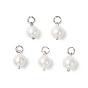 Shell Pearl Round Charms