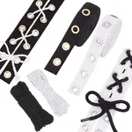 2 Colors Cotton Grommet Eyelet Tape Ribbons with Brass Eyelet Rings