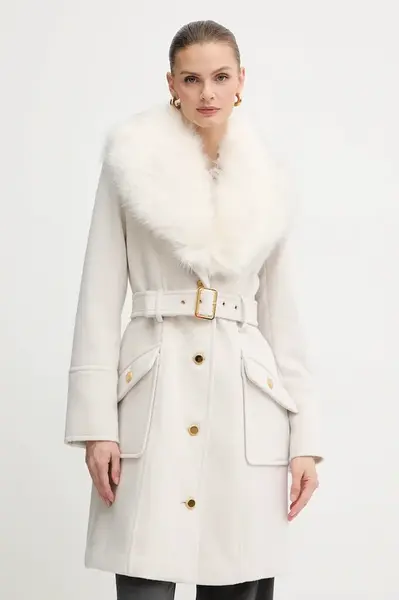 Kabát s příměsí vlny Marciano by Guess ALICE béžová barva, 5BGL26 1799Z