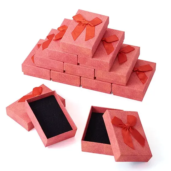Rectangle Paper Jewelry Set Storage Gift Boxes with Bowknot