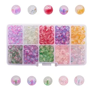 400Pcs 10 Colors Frosted Spray Painted Glass Beads Strands